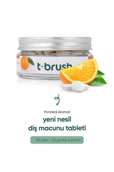 Portakallı Doğal Diş Macunu Tableti - Florürsüz - Glutensiz - Vegan - 90 Tablet