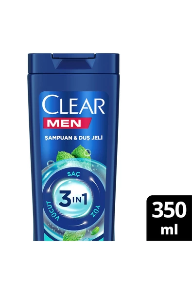 Men 3 In 1 Şampuan & Duş Jeli Ferahlatıcı Mentol Saç Yüz Vücut Için 350 ml