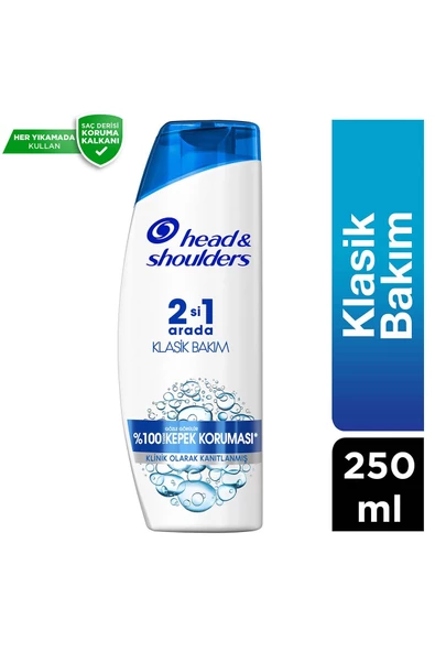 Klasik Bakım 2'si 1 Arada Kepeğe Karşı Etkili Şampuan 250 Ml