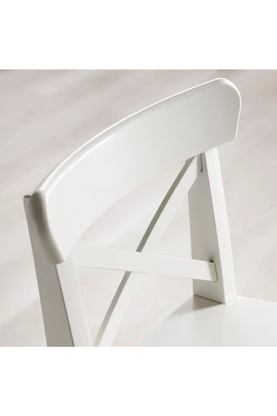 Bar Sandalyesi Beyaz Renk 74 cm MeridyenDukkan Masif Ahşap Yüksek Sandalye - 5