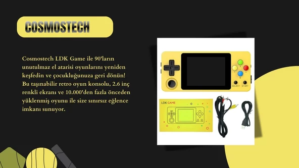 Cosmostech LDK Game Taşınabilir Retro El Atarisi Oyun Konsolu 2.6 inç ekran Ekran -10.000+ Oyunlu Sarı - 3