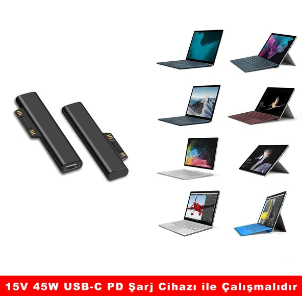 Type-C to Microsoft Surface Pro 3 4 5 6 7 8 Laptop 1 2 3 4 Surface Book 1 2 3 Surface Go Şarj Kablosu - 5