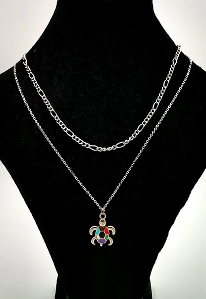 Gümüş Renk Figürlü Lüks Kararmaz Kolye ürün görseli 1