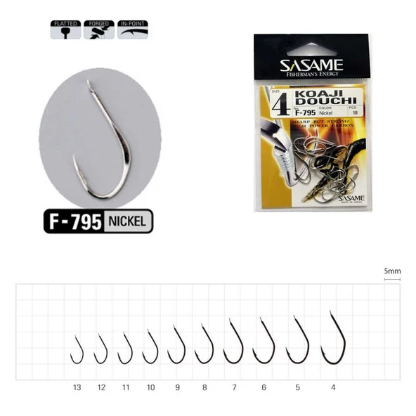 Sasame Koaji Douchi Nickel F-795 Serisi Olta İğnesi  Standart 6 - 2