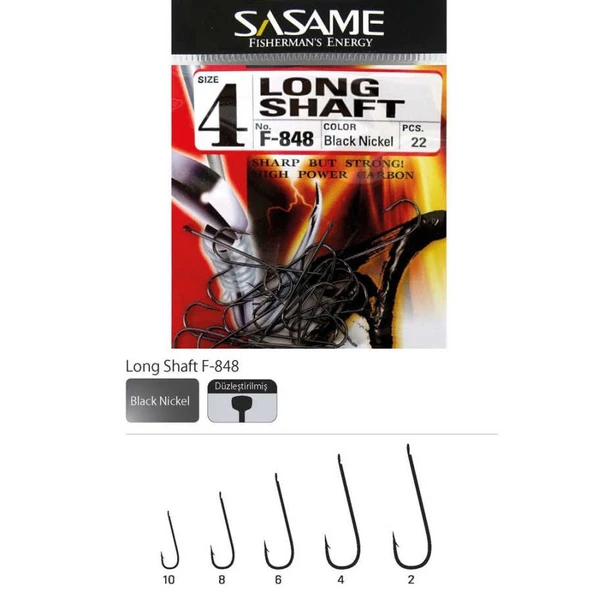 Sasame Long Shaft F-848 Serisi Olta İğnesi  Standart 10