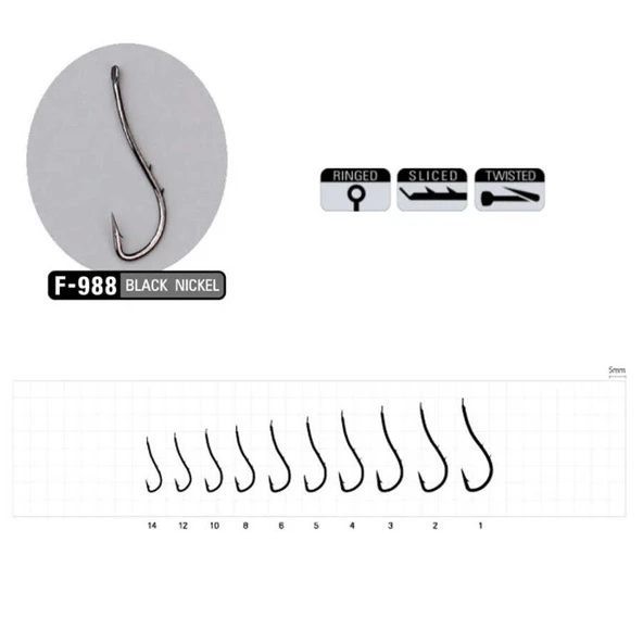 Sasame Ryusen W-Hold Black F-988 Serisi Olta İğnesi  Standart 3 - 2