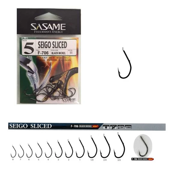 Sasame F-706 Seigo Sliced İğne (Black Nickel)  Standart 1/0