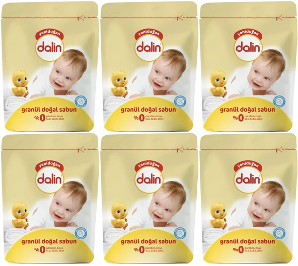 Dalin Granül Sabun Tozu 1000GR Klasik (Doğal Sabun) 6 Lı Set (120 Yıkama)