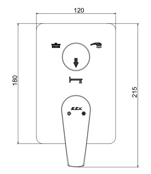 ECA Niobe Ankastre Gömme Banyo Bataryası Duş Seti Tüm Parçalar Dahil 40x40 - Resim 12