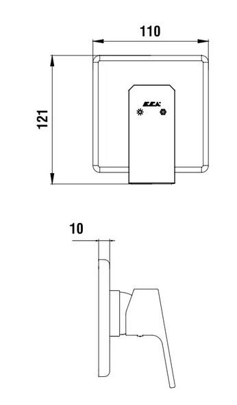 ECA Tiera Kare Ankastre Gömme Duş Bataryası Seti Tüm Parçalar Dahil  30x30 Tavandan - Resim 7