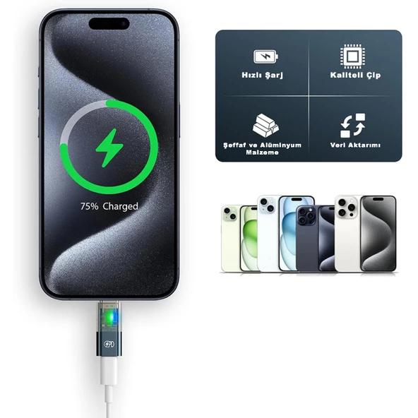 Lightning To Type C Pd Destekli Hızlı Şarj Çevirici Adaptör JH-115 - Resim 7