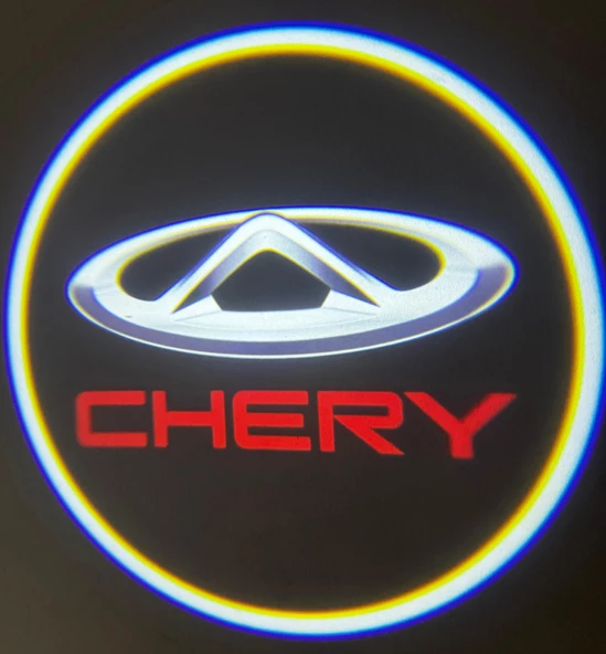 Chery Araçlar İçin Mesafe Sensörlü  Fotoselli Pilli Yapıştırmalı Kapı Altı Led Logo