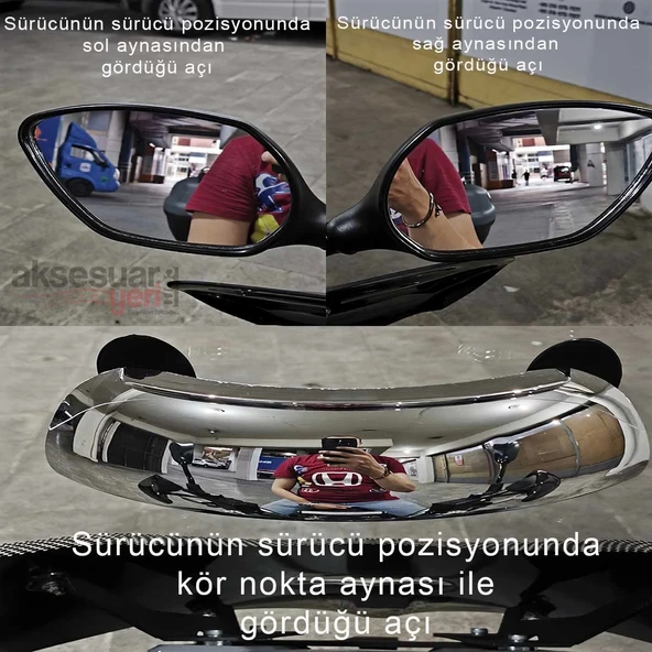 SYM Joymax Z+ Motosiklet Kör Nokta Aynası - 180 Derece Görüş Sağlayan Kör Nokta Aynası - 4