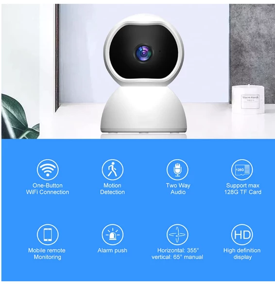 Wifi Güvenlik Kamerası 2mp 1080p Hd Akıllı Ip Kamera Onvif V380 Pro 360° - 2