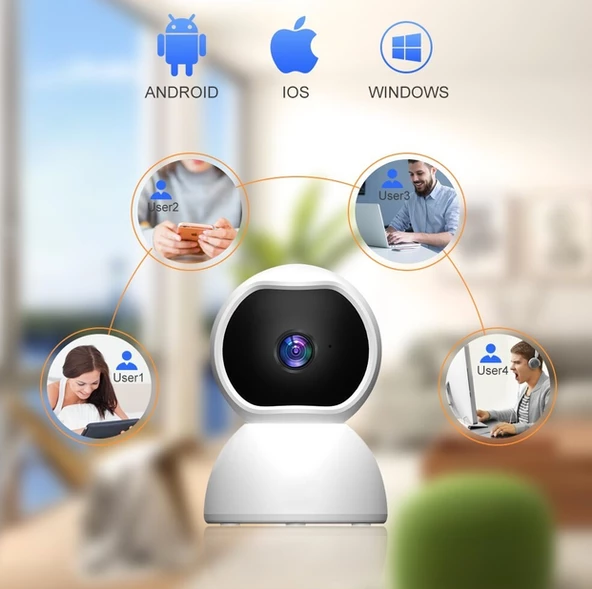 Wifi Güvenlik Kamerası 2mp 1080p Hd Akıllı Ip Kamera Onvif V380 Pro 360° - 5