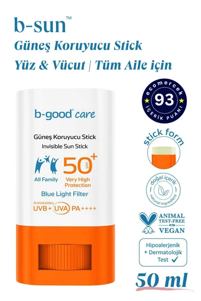 b-good care Tüm Aile için Güneş Koruyucu Stick SPF 50+ 12 ml