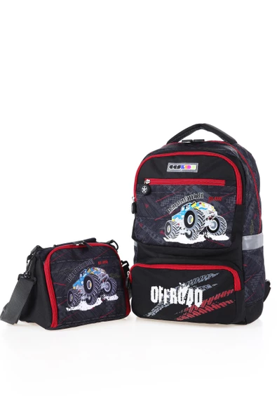 Young 51724 Off Road Okul ve Sırt Çantası + Beslenme Çantası Grey/Red - 4