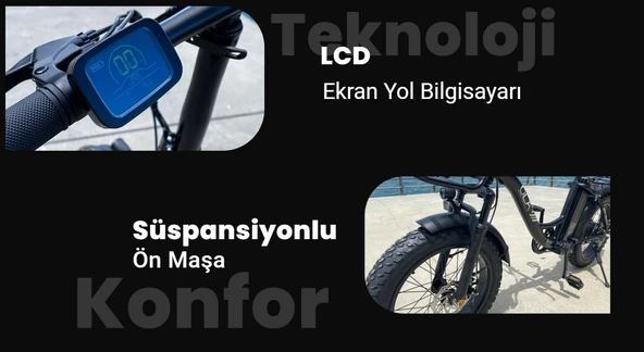 OLA Electrobold EB2 Elektrikli Bisiklet 20” Jant Fat Bike Elektrikli Bisiklet Siyah - 9