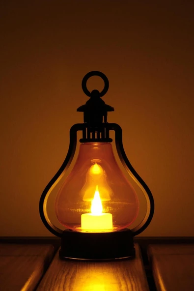 Led Mum Vintage Retro Gaz Lambası Tipi Pilli Dumansız Alevli Dekoratif Yapay Mum Işıldak El Lambası ürün görseli