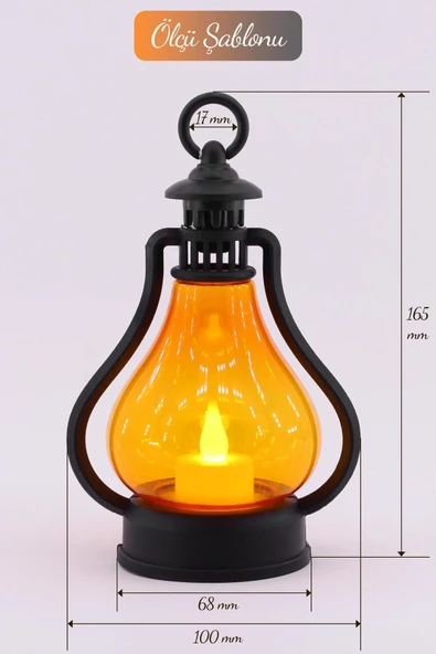 Led Mum Vintage Retro Gaz Lambası Tipi Pilli Dumansız Alevli Dekoratif Yapay Mum Işıldak El Lambası - Resim 3