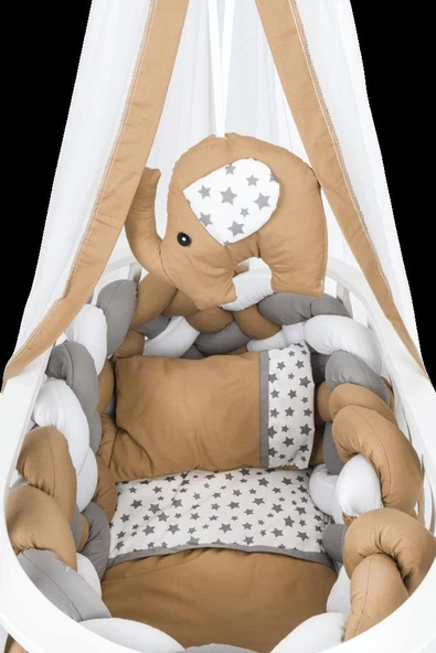 TommyBaby Masal Sepet Beşik Ahşap Beşik Örgülü Uyku Setli Doğal Ahşap Beşik - 5