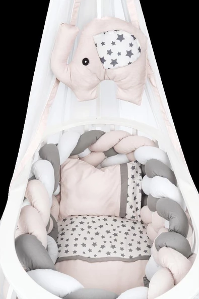 TommyBaby Masal Sepet Beşik Ahşap Beşik Örgülü Uyku Setli Doğal Ahşap Beşik - 6