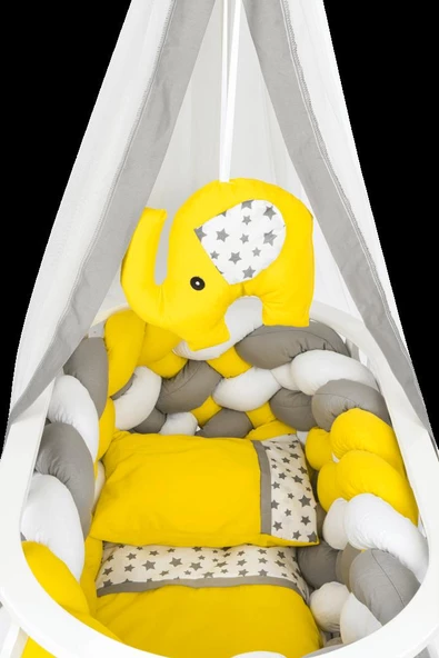 TommyBaby Masal Sepet Beşik Ahşap Beşik Örgülü Uyku Setli Doğal Ahşap Beşik - 7