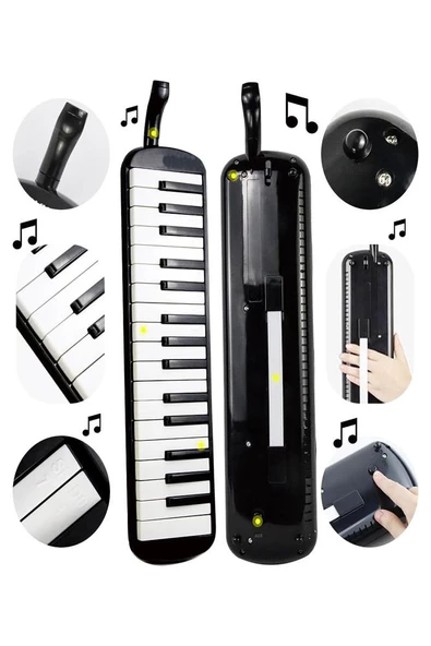 Melodika 32 Tuşlu Pembe Bez Çantalı 1 Adet Müzik Defteri A4 Plastik Kapak 40 Yaprak Spralli 1 Adet Hortumlu Melodika Askılı Taşıma Kulplu Okul Öğrenci - 5