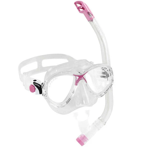 Cressi Junior Marea Maske Top Şnorkel Seti  CLEAR-PINK