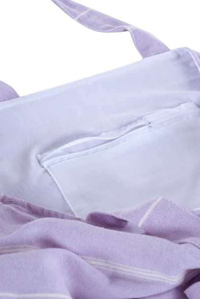 Bags Kumaş Çizgili Kol Çantası %100 Pamuklu Plaj Çantası - 6