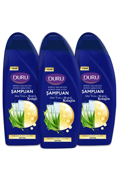 Duru Aloe Vera&mentol&kolajen Kepeğe Karşı Etkili Şampuan 3x500 ml