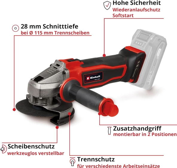Einhell TE-AG 18/115-2 Lİ Solo Avuç Taşlama - 4431166 - 3