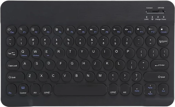 Lenovo Tab M10 ZAAG0003TR 10.1" Uyumlu Kablosuz Bluetooth Şarj Edilebilir Yuvarlak Tuşlu Klavye - Siyah