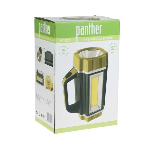 Panther 1000 Lümen Usb Şarjlı Solar El Feneri Pt-8207 - 3