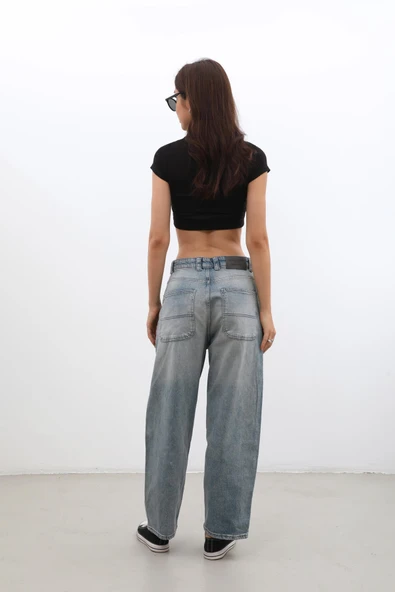 Kadın Yüksek Bel Skater Fit Jean Pantolon Tint - 8
