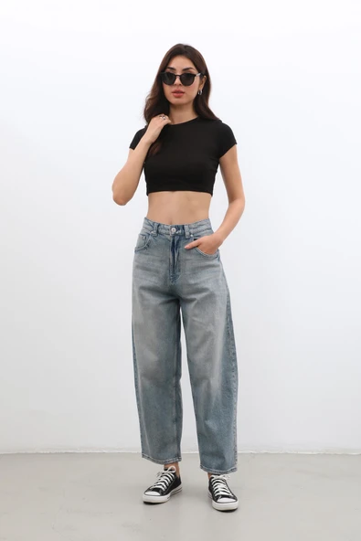 Kadın Yüksek Bel Skater Fit Jean Pantolon Tint - 6