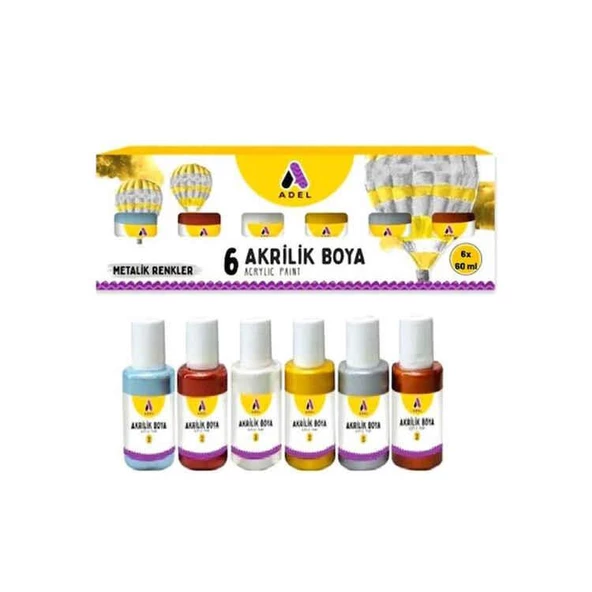 Adel Akrilik Boya Metalik Renk 6 Renk ürün görseli 1