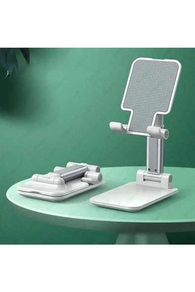 Profesyonel Tablet Ve Telefon Tutucu Stand 2 Kademeli Uzunluk Beyaz - Resim 2
