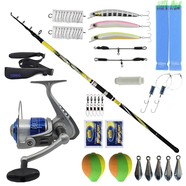 YekOutdoor Full Takım Olta Seti Kendo Spigola Surf 420cm 100-200 gr Teleskopik Kamış&Kendo Sea Power 7000 Olta Makinesi ürün görseli 1