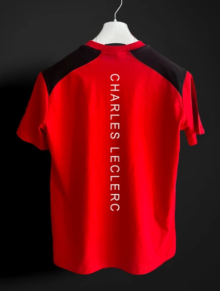 Charles Leclerc logo F1  Kırmızı-Siyah T-shirt - 2