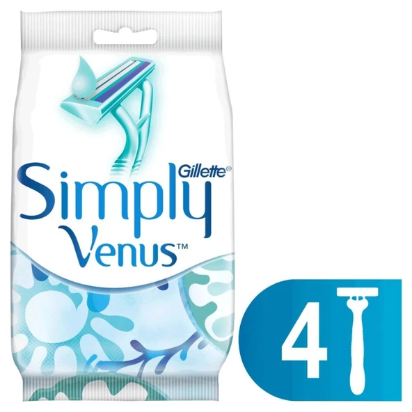 Gillette Simply Venus 2 Kullan At Kadın Tıraş Bıçağı 4'lü