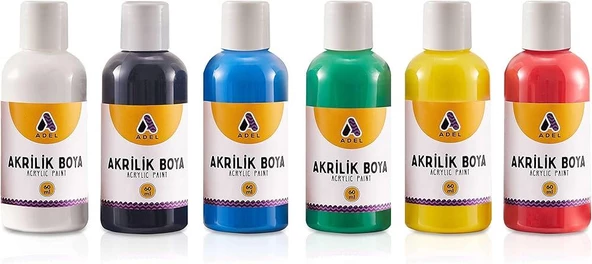 Adel Akrilik Boya Temel Renk 6 Renk - Resim 2