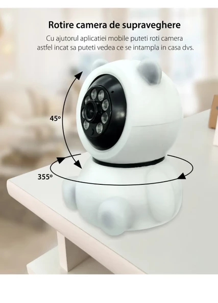 Panda Görünümlü 360° 1080p Ip Güvenlik Kamerası Gece Görüşlü Wifi Kamera - 2