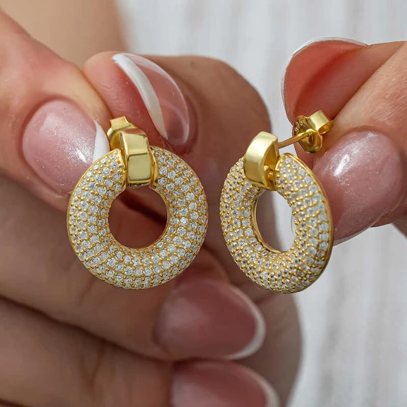 Gümüş Halka Gold Kadın Küpe - 2
