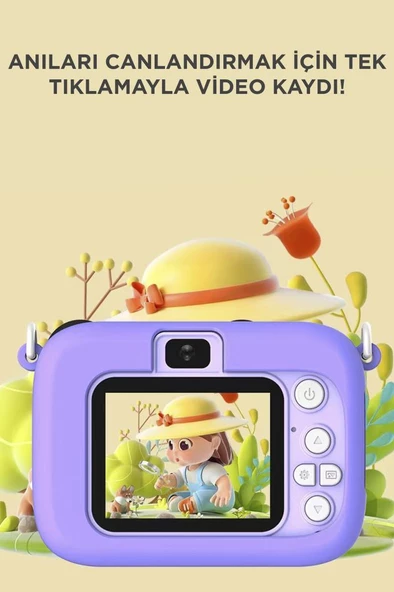 Torima CMR-16 Mor Mini 1080p Hd Çocuk Kamera Dijital Fotoğraf Makinesi 2.0 Inç Ekran 5 Adet Oyun - 3