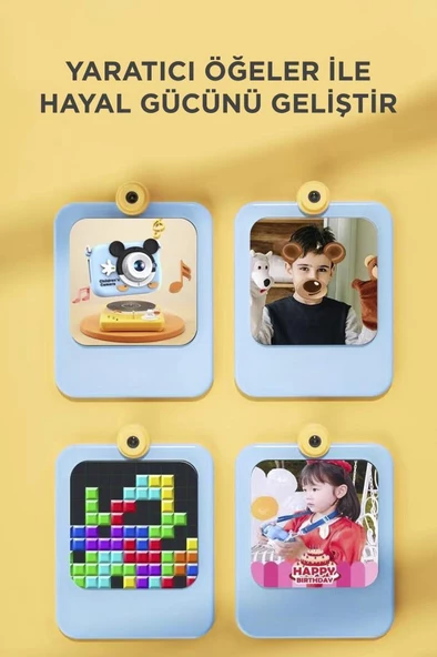 Torima CMR-16 Mor Mini 1080p Hd Çocuk Kamera Dijital Fotoğraf Makinesi 2.0 Inç Ekran 5 Adet Oyun - 6