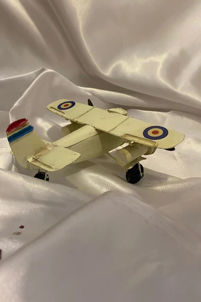 Metal Uçak Dekoratif Maket El Yapımı Oyuncak Teyyare Planör Beyaz - Resim 2