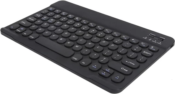 Wenn Ultra E140A 14" Uyumlu Kablosuz Bluetooth Şarj Edilebilir Yuvarlak Tuşlu Klavye - Siyah - 2