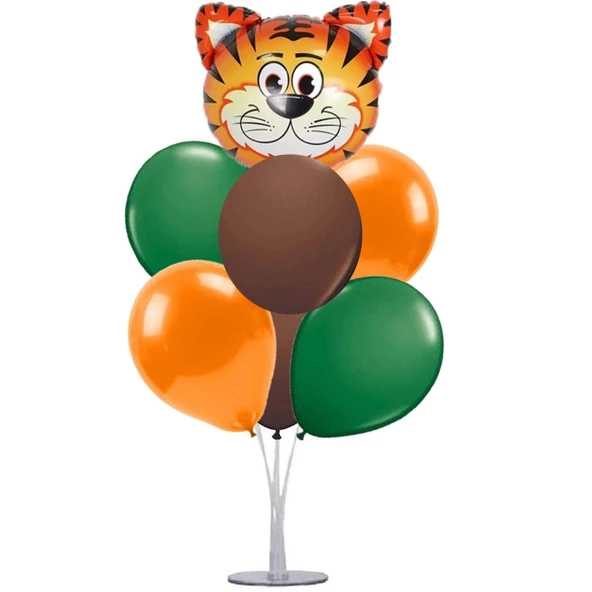 7 li Balon Demeti Kaplan Safari Temalı Balon