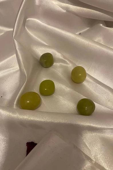 Doğaltaş Zebercet Olivin Peridot taşı Enerji Taşı Bereket Kalp Çakra 2 Adet - 6